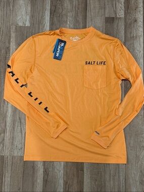 NWT Salt Life SLX performance UVAPOR Orange Long Sleeve UV SUN PROTECTION s